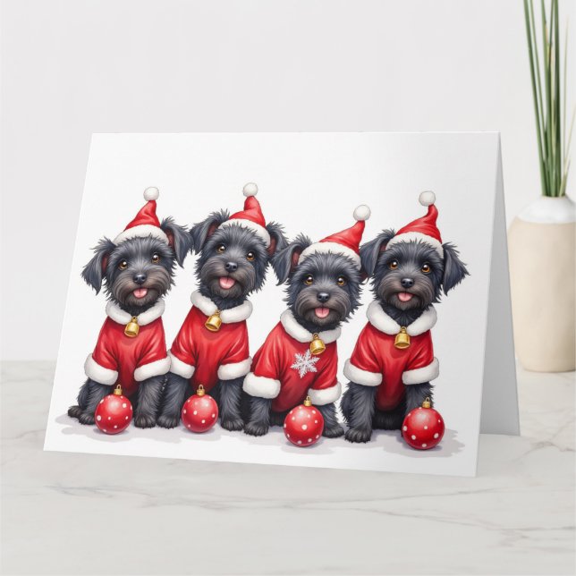 Carte Affenpinscher Christmas Dress Santa Hat (Devant)