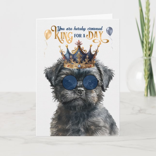 Carte Affenpinscher King pour une journée d'anniversaire (Devant)