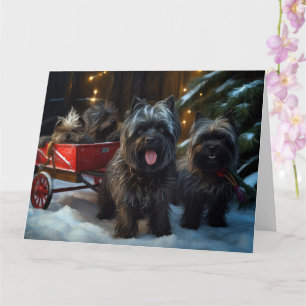 Carte Affenpinscher Snowy Sleigh Ride Décor de Noël