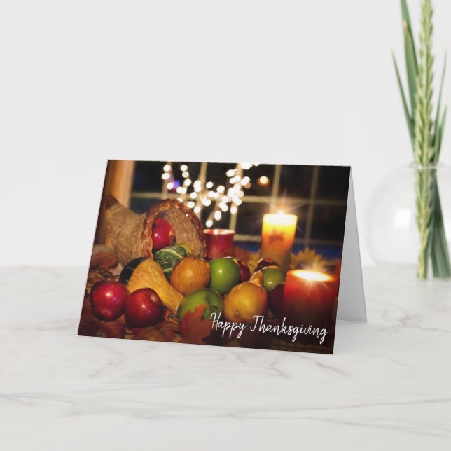 Carte Affichage de corne d'abondance pour un joyeux Than (Devant)