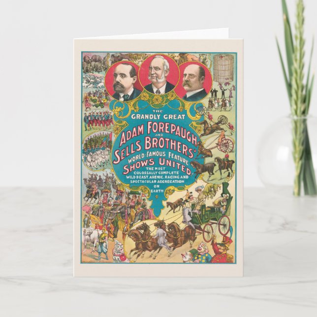 Carte Affiche de cirque montrant de nombreuses scènes de (Devant)
