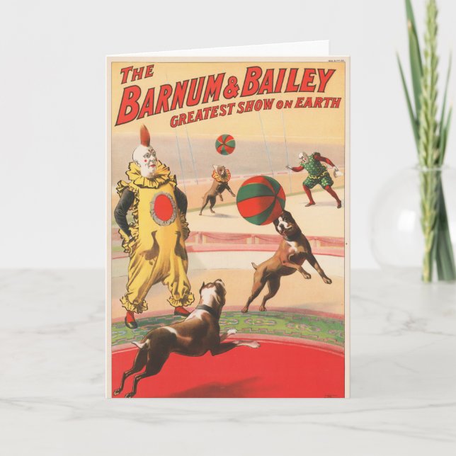 Carte Affiche De Cirque Montrant Des Clowns Avec Des Chi (Devant)