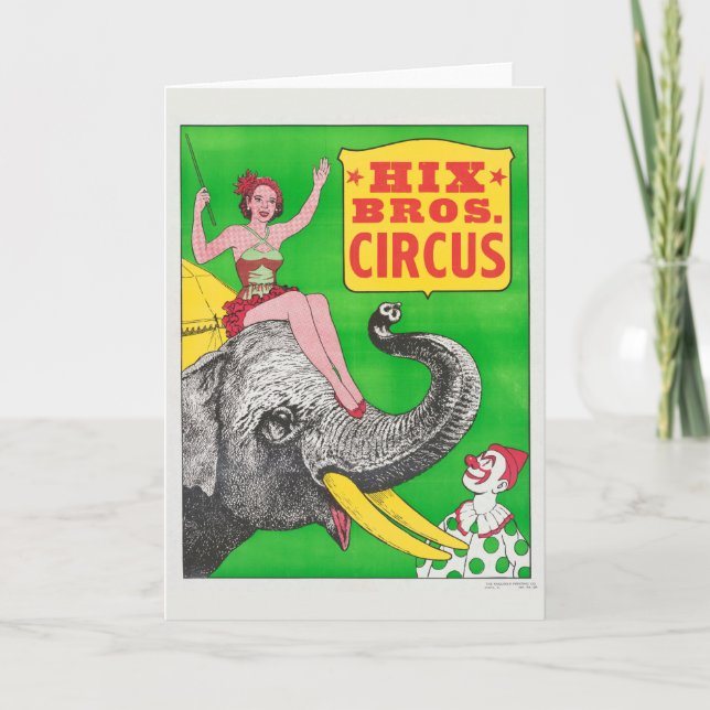 Carte Affiche De Cirque Montrant Une Femme Et Un Éléphan (Devant)
