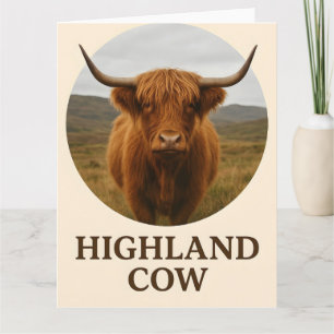 Carte Affiche de portrait de vache des Highlands avec "V