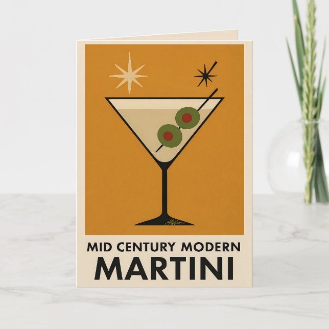 Carte Affiche de style milieu du siècle moderne Martini (Devant)
