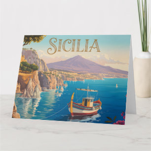 Carte Affiche de voyage de style vintage pour la Sicile 