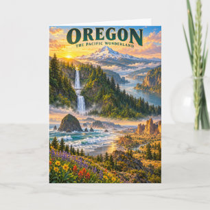 Carte Affiche de voyage du merveilleux pays de l'Oregon