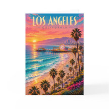 Affiche de voyage Los Angeles Californie Coucher d