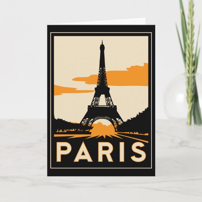 Carte affiche de voyage rétro paris art déco (Devant)