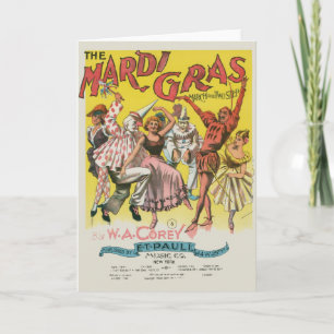Carte Affiche jaune antique Mardi Gras