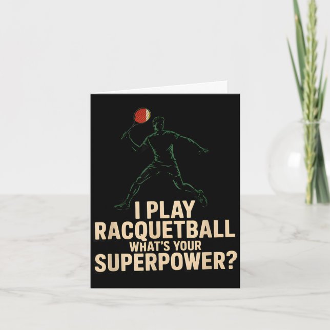Carte Affiche rétro de superpuissance de racquetball drô (Devant)