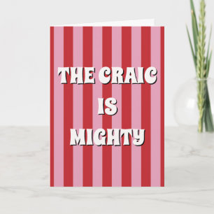 Carte Affiche rouge et rose irlandaise The craic is migh