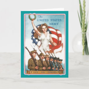 Carte Affiche vintage d'armée avec Madame Liberty