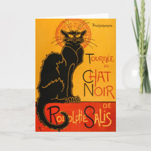 Carte Affiche vintage d'Halloween du chat noir de Steinl