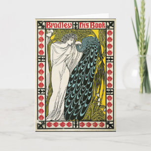Carte Affiche Vintage : Paon : Femme