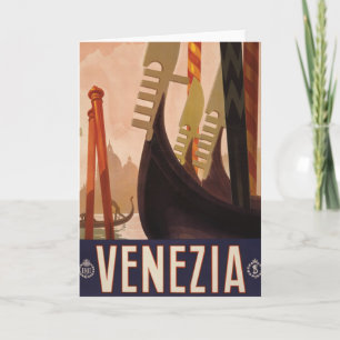 Carte Affiche Vintage voyage Montrant Un Canal À Venise