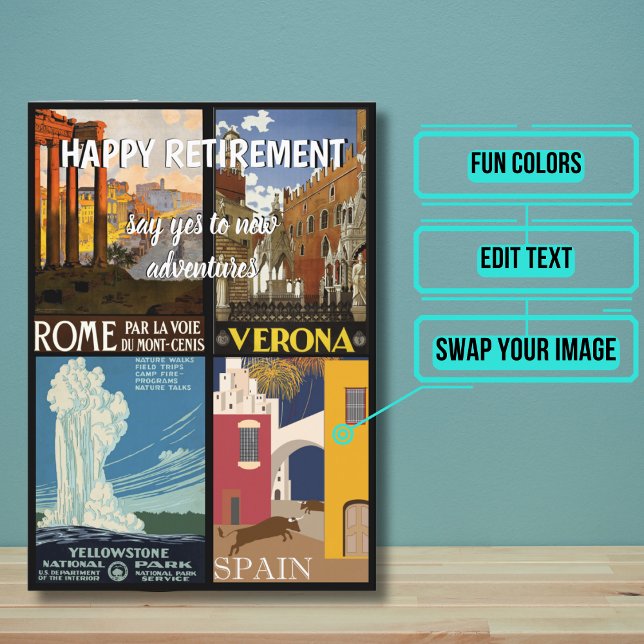 Carte Affiches Vintage voyage des aventures de retraite (This card will inspire the recipient to keep dreaming of what's ahead in retirement. )