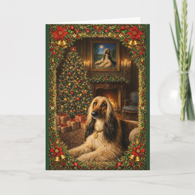 Carte Afghan Hound Holiday Christmas Card (Devant)