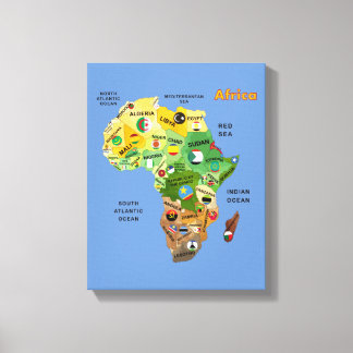 Carte africaine avec drapeaux en toile étirée