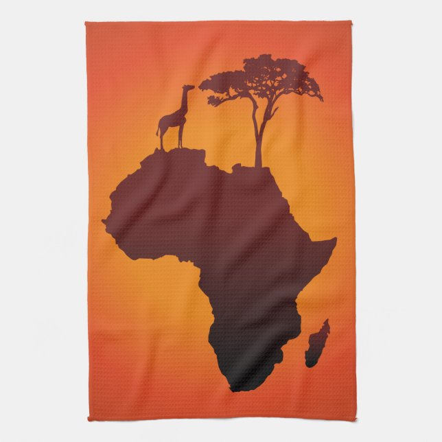 Carte africaine de safari - serviette de cuisine (Vertical)