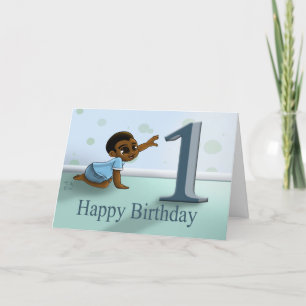 Carte African American Baby Boy 1er anniversaire