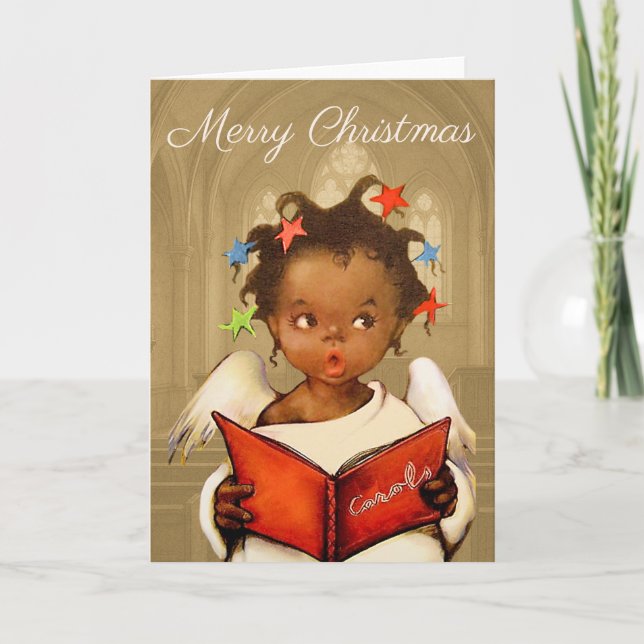Carte African American Cherub Christmas Greeting Card (Devant)