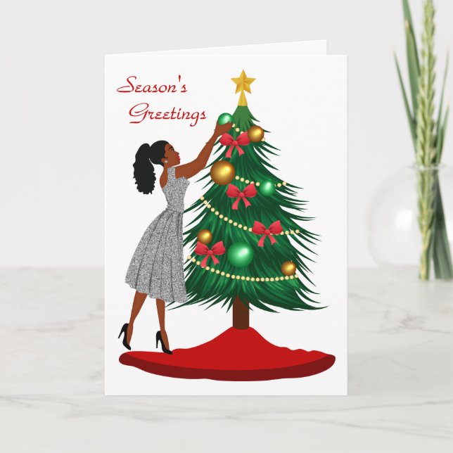 Carte African American Christmas Card Woman (Devant)
