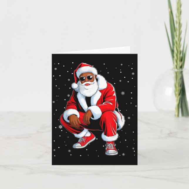 Carte African American Funny Christmas Outfit Afro Santa (Devant)