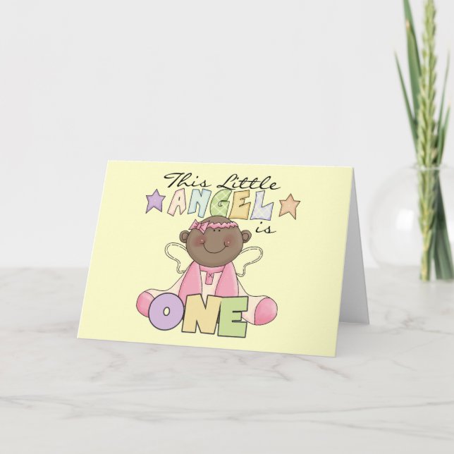 Carte African American Girl Angel 1er anniversaire (Devant)