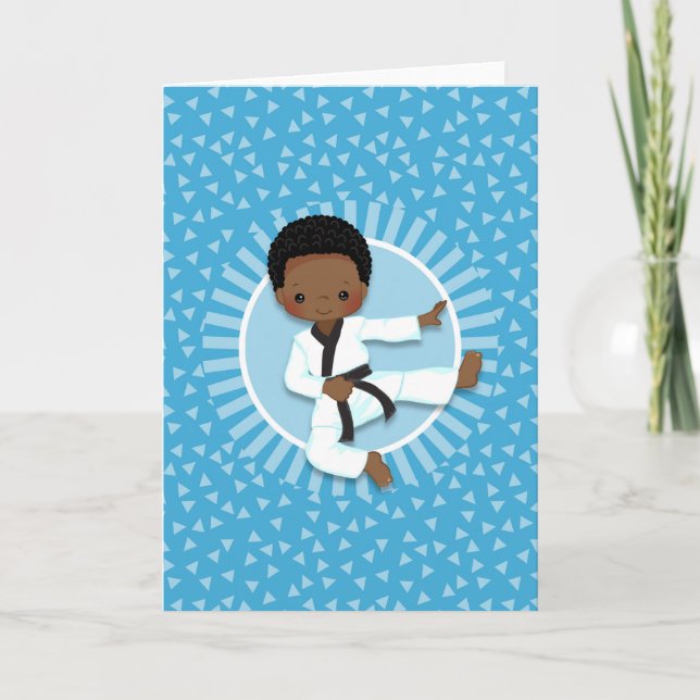 Carte African American Karate Boy Judo Martial Arts (Devant)