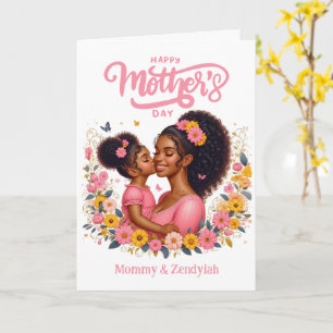 Carte African American Mom & Daughter Joyeuse fête des m