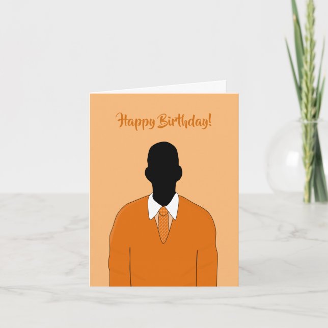 Carte African American Orange Suit & Cravate Homme Anniv (Devant)