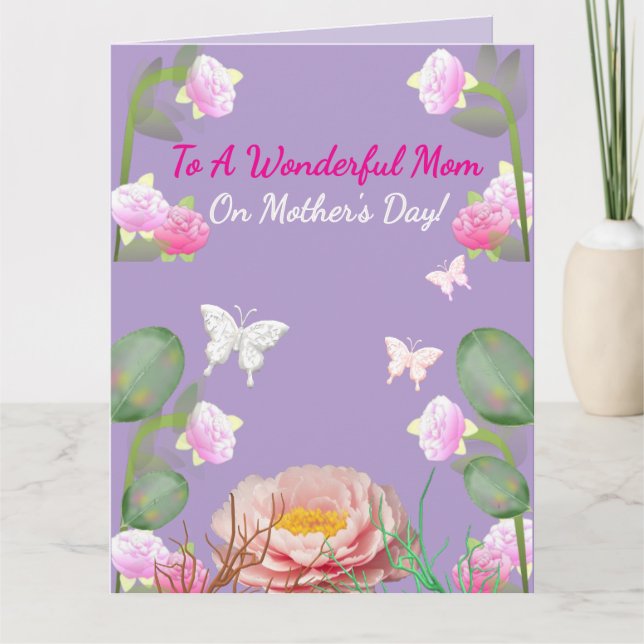 Carte African American Pink Floral Mother's Day (Devant)