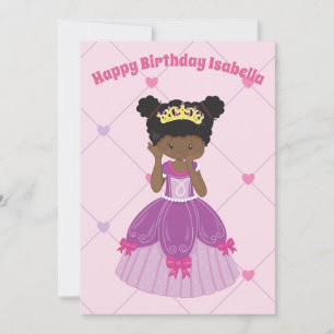Carte African American Princess Cute Custom Anniversaire
