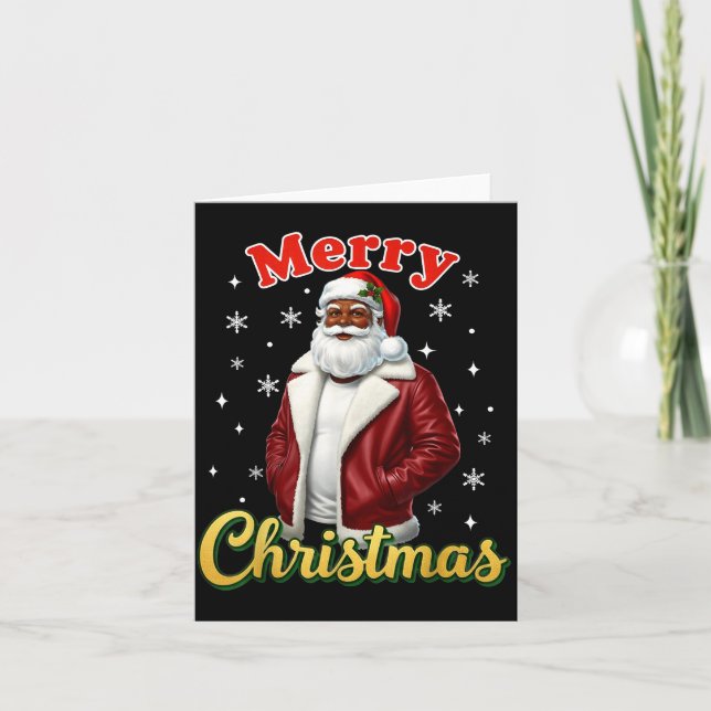 Carte African American Santa Christmas Cool Black X-mas  (Devant)