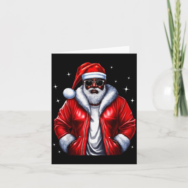 Carte African American Santa Christmas Pajama Cool Black (Devant)