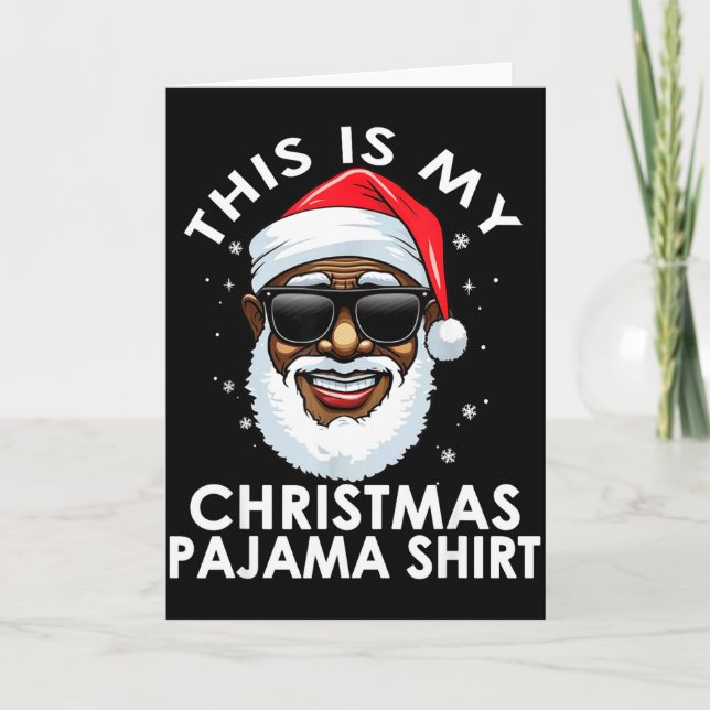 Carte African American Santa Claus Christmas Pajama Shir (Devant)