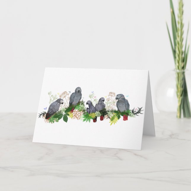 Carte African Grey Parrot Party (Devant)