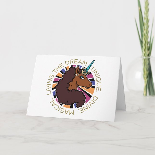 Carte Afro Unicorn Living the Dream Design (Devant)