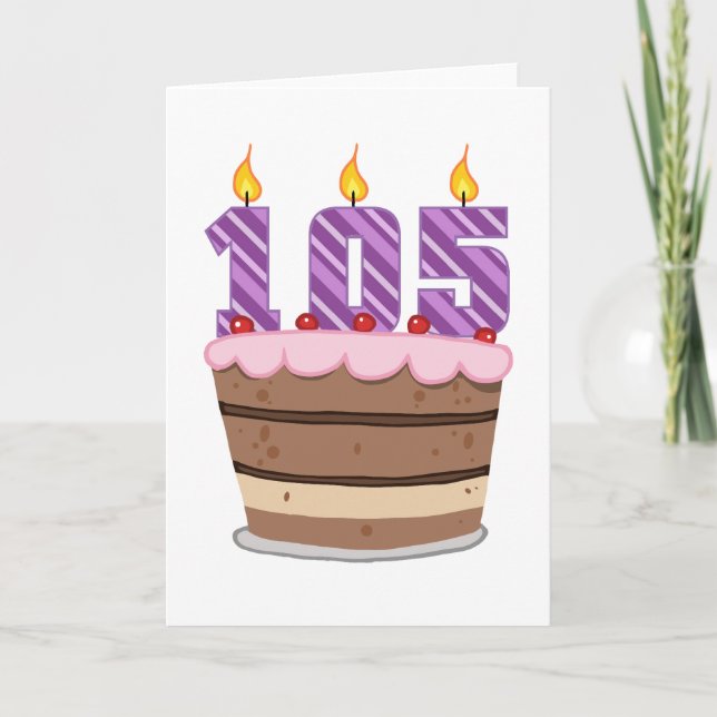 Carte Âge 105 sur le gâteau d'anniversaire (Devant)