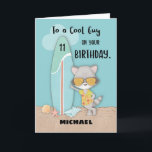 Carte Âge 11 Guy Birthday Beach Funny Cool Raccoon Card<br><div class="desc">Es-tu encore indécis sur ce qu'il faut donner à un gars à l'occasion de son 11e anniversaire ? Nous vous suggérons d'utiliser celui-ci pour partager avec lui des salutations d'anniversaire amusantes. De plus, sur le devant de ceci vous pouvez personnaliser son nom aussi. Commencez à customiser et recevez votre copie...</div>