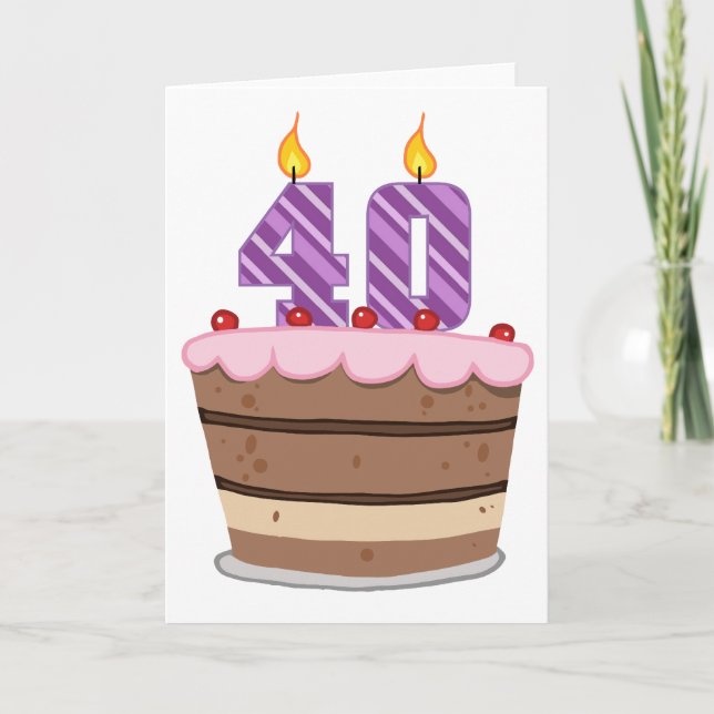 Carte Âge 40 sur le gâteau d'anniversaire (Devant)