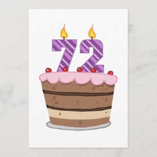 Carte Âge 72 sur le gâteau d'anniversaire