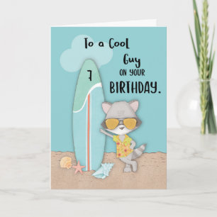Carte Âge 7 Garçon Anniversaire Plage Drôle Cool Raton L