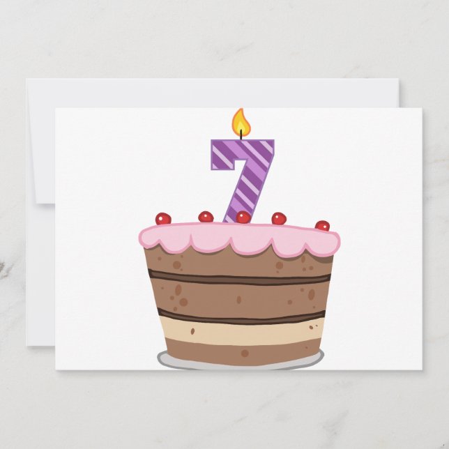 Carte Âge 7 sur le gâteau d'anniversaire (Devant)