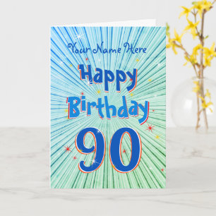 Carte Age 90 Fun 3D Blue Chill éditable 90e anniversaire
