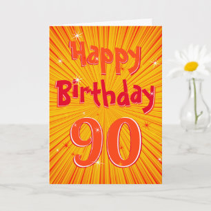 Carte Âge 90 Fun Radial Sunburst Orange 90e anniversaire