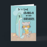 Carte Âge 9 Grandson Anniversaire Plage Amusante Cool Ra<br><div class="desc">Tôt ou tard,  ton petit-fils aura neuf ans. Évitez la ruée d'obtenir une carte pour lui offrir une journée spéciale. Dès aujourd'hui,  vous pouvez commander une copie de cette carte de raton laveur amusante qui lui salue un joyeux 9ème anniversaire d'été.</div>