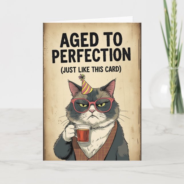 Carte Âgé à la perfection - Anniversaire de style Vintag (Devant)