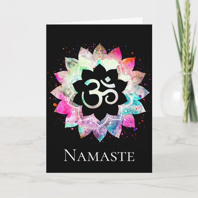 Carte Âge de mandala de fleur de Lotus de symbole d'OM (Devant)